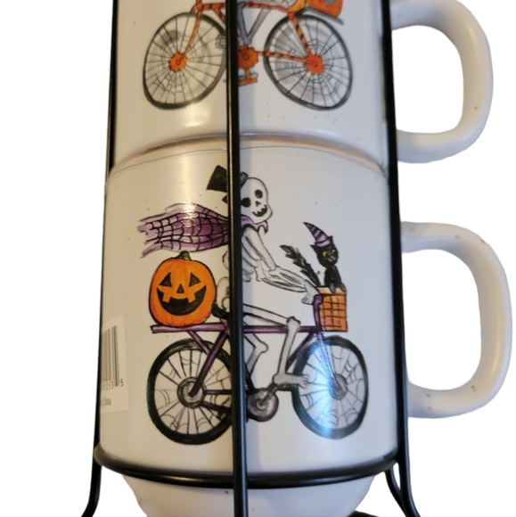 Cobwebs & Cauldrons Halloween Skeleton Coffee Cup Mug Set with Metal Rack - Picture 5 of 7
